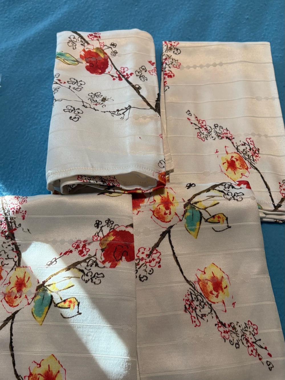 Lenox Floral Table Linens in White with Red and Yellow Blossoms